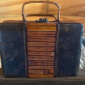 Vintage Style Bamboo and Floral Handbag